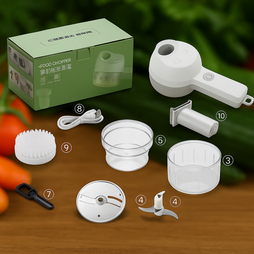 4-in-1 Portable Electric Vegetable Cutter – Cook Faster, Live Smarter!