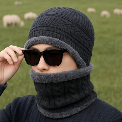 🧣 Unisex Woolen Cap Set – Ultimate Winter Comfort & Style