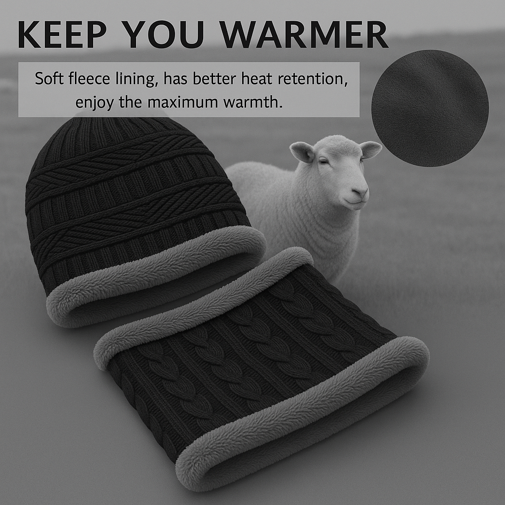 🧣 Unisex Woolen Cap Set – Ultimate Winter Comfort & Style