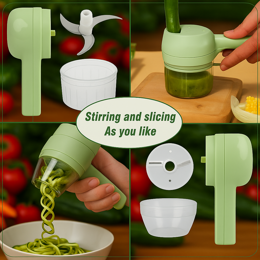 4-in-1 Portable Electric Vegetable Cutter – Cook Faster, Live Smarter!