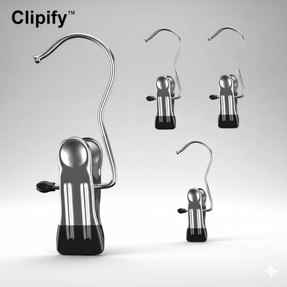 🏷️ Clipify™ Laundry Hook Clips (Pack of 10) – Stainless Steel Multi-Purpose Hanging & Drying Hooks ✨ “Clip It. Hang It. Love It. – Smart Laundry Made Simple!”