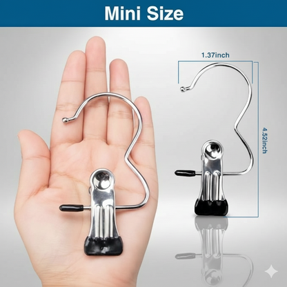 🏷️ Clipify™ Laundry Hook Clips (Pack of 10) – Stainless Steel Multi-Purpose Hanging & Drying Hooks ✨ “Clip It. Hang It. Love It. – Smart Laundry Made Simple!”