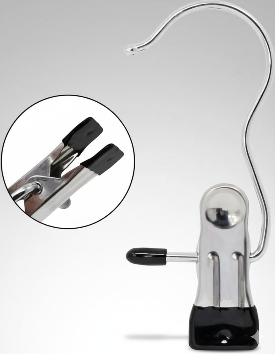 🏷️ Clipify™ Laundry Hook Clips (Pack of 10) – Stainless Steel Multi-Purpose Hanging & Drying Hooks ✨ “Clip It. Hang It. Love It. – Smart Laundry Made Simple!”