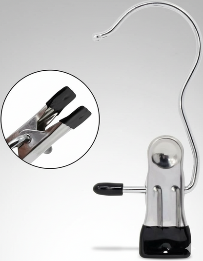 🏷️ Clipify™ Laundry Hook Clips (Pack of 10) – Stainless Steel Multi-Purpose Hanging & Drying Hooks ✨ “Clip It. Hang It. Love It. – Smart Laundry Made Simple!”