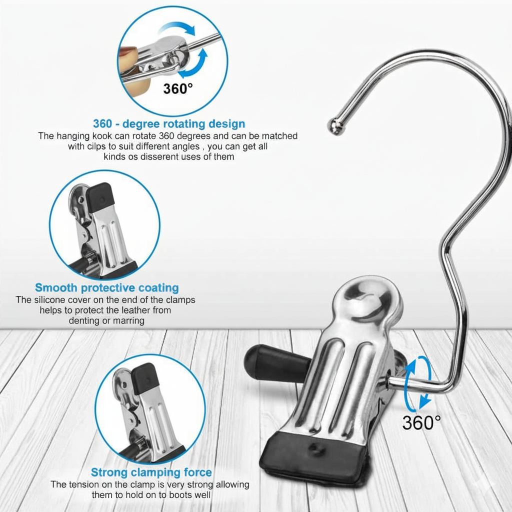 🏷️ Clipify™ Laundry Hook Clips (Pack of 10) – Stainless Steel Multi-Purpose Hanging & Drying Hooks ✨ “Clip It. Hang It. Love It. – Smart Laundry Made Simple!”