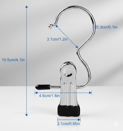 🏷️ Clipify™ Laundry Hook Clips (Pack of 10) – Stainless Steel Multi-Purpose Hanging & Drying Hooks ✨ “Clip It. Hang It. Love It. – Smart Laundry Made Simple!”