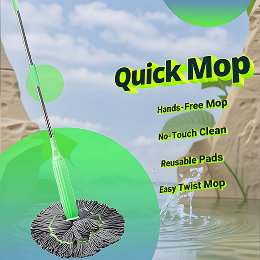 Quick Mop™ Self-Twisting Rotating Mop 🧹 One Twist. Total Clean. Effortless Every Time.