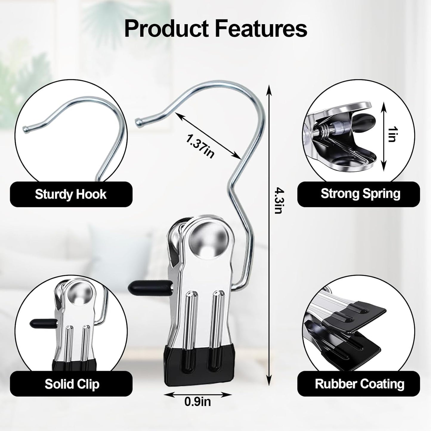 🏷️ Clipify™ Laundry Hook Clips (Pack of 10) – Stainless Steel Multi-Purpose Hanging & Drying Hooks ✨ “Clip It. Hang It. Love It. – Smart Laundry Made Simple!”